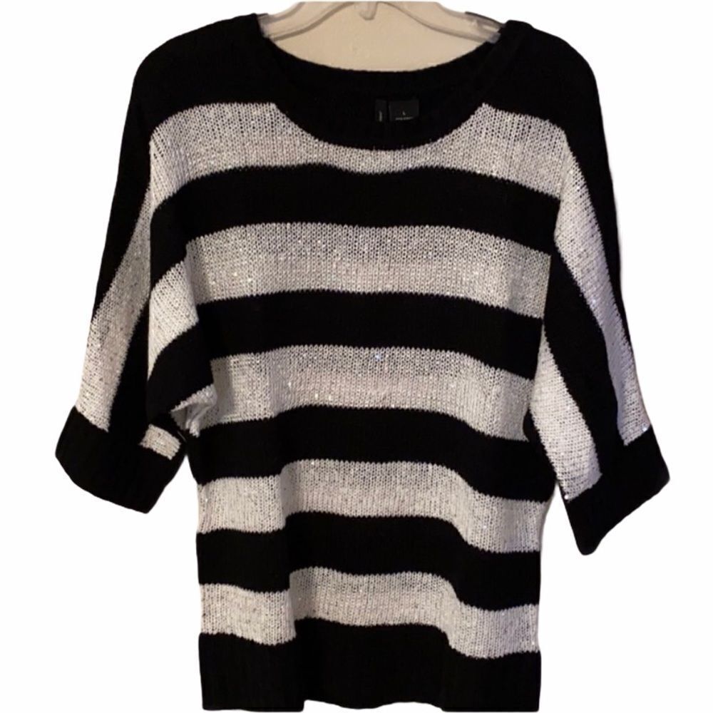 New Directions Sequined Striped Sweater